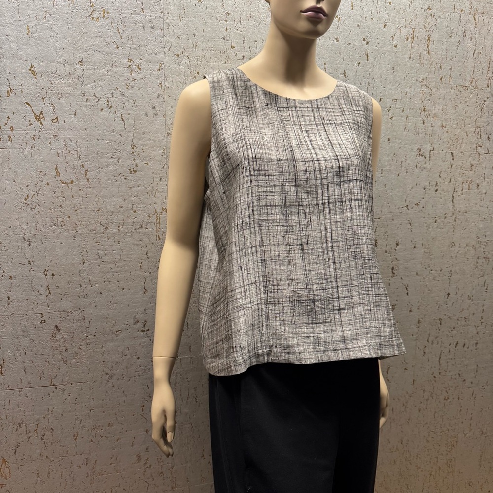 Eileen Fisher Gray Plaid Tank Top